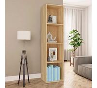 FENLAX Estanteria Alta Vitrina Mueble Libros Organizador con Compartimentos Estantes Abiertos Libreria para Exposición 36x30x143 cm Madera Contrachapada Roble Sonoma