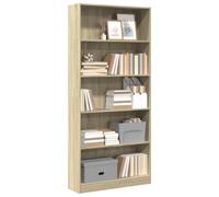 FENLAX Estantería Alta Vitrina Salon Mueble Libros Estantes de Madera Organizador con Compartimentos Biblioteca Libreria para Exposición 80x24x176 cm Madera de Ingeniería Roble Sonoma