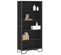 FENLAX Estantería Divisor Alta Mueble Libros Separador de Espacios Estantes Abiertos Libreria para Exposición Vitrina Salon 80x31x169 cm Madera de Ingeniería Negro