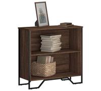 FENLAX Estantería Divisor Alta Mueble Libros Separador de Espacios Estantes Abiertos Libreria para Exposición Vitrina Salon 80x31x74,5 cm Madera de Ingeniería, Metal Marrón Roble