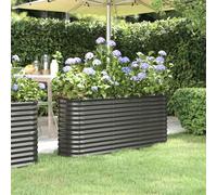 FENLAX Macetero de acero recubierto de polvo, 152 x 40 x 68 cm, color antracita, para jardín, bancal alto, metal, para verduras, bancal alto, terraza, bancal alto, balcón