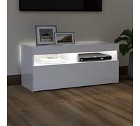 FENLAX Mueble para TV Aparador TV Mesa De TV para Salon 90x35x40 cm Blanco con Brillo Soporte de TV para Salón, Comedor, Dormitorio