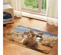 Fennec Fox in The Desert - Tapete de comida para mascotas de 17.2 x 11.8 pulgadas, absorbente, antideslizante, de piel sintética, para perros, gatos, parte inferior de goma, de secado rápido, mantel