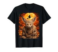 Fennec Fox Mummy in Espeluznante Parche de Calabaza en la Noche de Halloween Camiseta gráfica económica
