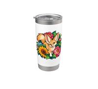 Fennec Fox se asoma con una sonrisa traviesa Vaso térmico de acero inoxidable de doble pared