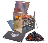 FENNEK Grill - Barbacoa Desmontable de carbón - Diseño Compacto de Acero Inoxidable - Ideal para Acampar, autocaravanas, el jardín y el Aire Libre