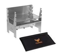 FENNEK LIGHT - Barbacoa desmontable de carbón - Diseño compacto de acero inoxidable - Ideal para acampar, autocaravanas, el jardín y el aire libre