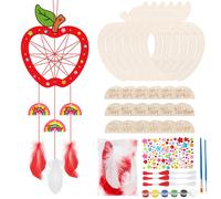 Fennoral 6 Pack Dream Catcher Craft Kit for Kids Paint You Own Apple with Rainbow Dreamcatcher DIY Coloring Wooden Art and Craft for Classro