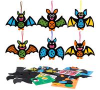 Fennoral Paquete de 12 manualidades de murcilagos para nios, kits de manualidades de murcilagos, haz tu propio murcilago, pegatinas de espuma