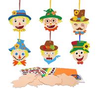 Fennoral Paquete de 12 manualidades de otoo para nios, haz tu propio espantapjaros, pegatinas de espuma, manualidades y manualidades para nio