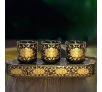 FENNYYAR 3 tazas de agua bendita con base para el santuario budista para el hogar, 4,6 cm y 4,7 cm, con adorno de loto del Dios de la riqueza