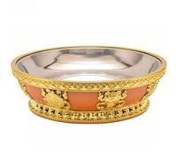 FENNYYAR Buddhist Offering Holy Plate - Plato de frutas de acero inoxidable, 23,8 cm, bandeja ceremonial ritual para devoción al altar