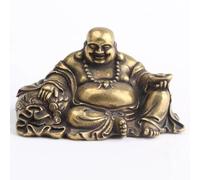 FENNYYAR Estatua de Buda Maitreya de cobre antiguo para escritorio, 4 cm, adorno de latón para decoración del hogar