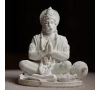FENNYYAR Estatua de Hanuman blanco de mono hindú, 18 cm, escultura de Dios, decoración de meditación
