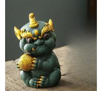FENNYYAR Green Sand and Gravel Fortune Pi Xiu Tea Pet, 13,5 cm, adornos decorativos para el hogar Aquascaping