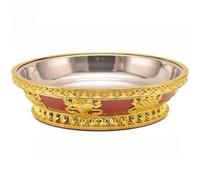 FENNYYAR Plato de frutas de acero inoxidable para ofrendas budistas, plato sagrado, 23,8 cm, bandeja ceremonial ritual para devoción al altar