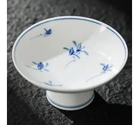 FENNYYAR Plato de frutas de orquídea mariposa pintado a mano, 15 cm, porcelana blanca para el hogar que ofrece plato de Buda