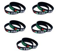 FENOHREFE 10 pulseras unisex de silicona con bandera de país infinito, pulseras de palestina, pulseras de silicona, negro