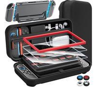 Fenolical Accesorios 14 en 1 Compatible con Nintendo Switch 2, Funda de Almacenamiento para Switch 2,Estuche Protector con Protector de Pantalla de Vidrio,con 2 Guías,4 Protectores de Joystick etc.