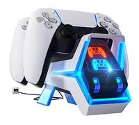 Fenolical Estación de Carga para Mando PS5, Adaptador AC de Carga rápida 5V/3A, Accesorios de estación de Carga Doble Playstation5 Estilo Perro electrónico con indicador LED-Negro