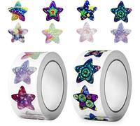 FENQURO 1000 calcomanías autoadhesivas brillantes de recompensa, 2,5 cm a prueba de agua holográficas estrellas, Pegatinas espaciales brillantes del universo, Pegatinas de recompensa para niños