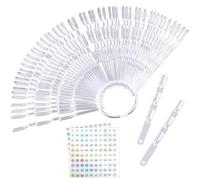 FENQURO 150 Uñas Falsa Muestras Mostrador Display Exhibidor de Uñas Postizas para Pintar Uñas Practicas Arte de Uñas Tips Expositor Muestras de Esmalte Uñas Color Transparente con Anillo