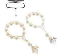 FENQURO 2 Pcs Rosario para coche con ángel de la guarda, colgante para espejo retrovisor, ángel guardián, decoración interior del coche, colgante de espejo de la suerte, accesorio para coche