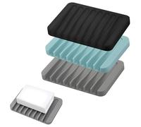 FENQURO 3 Pieza Jabonera de Silicona, Jaboneras de Silicona con desagüe, Caja de jabón, Jabonera con Desagüe, Soporte de jabón de Silicona, Abonera Antideslizante, para Baño, Cocina, Encimera, Viaje