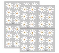 FENQURO 48 pegatinas de pared autoadhesivas multicolor, margaritas blancas, floral, vinilo, redonda, indoor, para dormitorios, guardería, paredes, ventanas