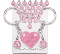 FENQURO Llaveros Pareja Corazon, Matching Brick Keychain, Llaveros Novios, Llavero Enamorados, llaveros originales, llaveros personalizados, llaveros（rosa）