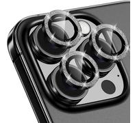 FENQURO Protector Lente Cámara para iPhone 16 Pro/16 Pro Max Lens Protector, Aleación Aluminio+Flash Decoración Vidrio Templado Protector Camara para iPhone 16 Pro/16 Pro Max Protector Lentes （negro）