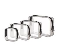 Fenrad 4 Piezas Neceser Transparente de Viaje, Bolsa de Aseo de PVC Portátil e Impermeable, Neceser Transparente Avion para Almacenar Líquidos, Cosméticos, Mujer/Hombre