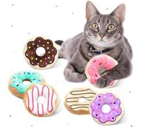 FENRIR 6 Pack Donut Cat Catnip Toys Kitten Chew Knickknack Sprinkles Interactive Pillows Teeth Grinding Catmint Plush Plaything K.