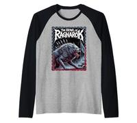 Fenrir El aullido de Ragnarok Mito nórdico Leyenda vikinga Lobo Camiseta Manga Raglan