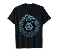 Fenrir Lobo Ouroboros Valknut Mito Nórdico Símbolo Vikingo Camiseta