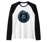 Fenrir Lobo Ouroboros Valknut Mito Nórdico Símbolo Vikingo Camiseta Manga Raglan