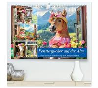 Fenstergucker auf der Alm. Lustige Tiere im Sommer auf dem Bergbauernhof (hochwertiger Premium Wandkalender 2026 DIN A2 quer), Kunstdruck in ... mit spektakulären Ausblicken im Bergsommer