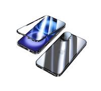 Fensweli Coque Magnética para iPhone 16 Plus con Protección 360°Funda Antichoque de Metal y Cristal Templado,Protector de Lente de Cámara,Parachoques Transparente-Negro