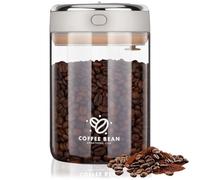 Fentar 1100ml Recipiente Café Hermetico con Válvula de CO2 Unidireccional, Tarros de Cristal con Tapa Hermética con Rastreador de Fecha, Botes de Cristal con Tapa para Azúcar Té Nuez