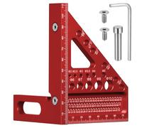 Fentar 3D Multiángulo Escuadra Carpintero con Pines Ocultos, 22.5-90°Transportador de Angulos Aleación de Aluminio con 11 Tipos de Agujeros para Medir Brocas, Precisión Escuadra de Carpintero, Rojo