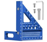 Fentar 3D Multiángulo Escuadra Carpintero con Pines Ocultos, 22.5-90°Transportador de Angulos Aleación de Aluminio con 11 Tipos de Agujeros para Medir Brocas, Precisión Escuadra de Carpintero, Azul