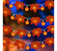 Fentar 3M Cadena de Luces de Hoja de Arce 20 LED de Calabaza Fairy Lights Funciona con Batería Impermeable Duradero Luces Halloween Hermoso Elegante, Acción de Gracias, Decoracion otoño