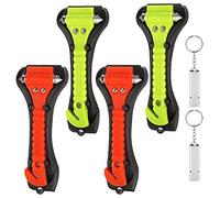 Fentar 4 pcs Martillo Rompe Cristales Coche y Cortador de Cinturón de Seguridad, 2en 1 Kit Emergencia Coche con 2 Silbato Silbato, Martillo de Emergencia, para Romper la Ventana, Cortar el Cinturón