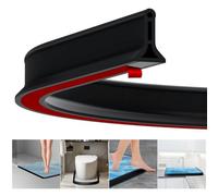 Fentar Barrera de Agua Para Ducha, 2m Goma Mampara Ducha, Flexible Contra el Moho Barrera agua Ducha Vierteaguas Mampara, Perfil Silicona Ducha, Barrera de Ducha Baño Fregadero de Suelo Bañera （Negro）