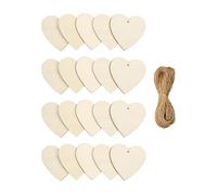 Fenteer 20 piezas de recortes de corazón de madera para colgar adornos sin terminar con cuerdas, decoraciones para fiestas navideñas.