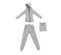 Fenteer 3 Piezas de Sudadera con Capucha, Pantalones Y Chaleco para Muñeca a Escala 1/12, Ropa Hecha a Mano para Muñecas, Ropa en Miniatura para Muñecas de 6&, Gris