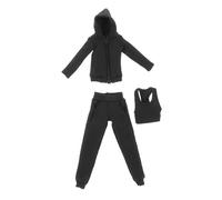 Fenteer 3 Piezas de Sudadera con Capucha, Pantalones Y Chaleco para Muñeca a Escala 1/12, Ropa Hecha a Mano para Muñecas, Ropa en Miniatura para Muñecas de 6&, Negro