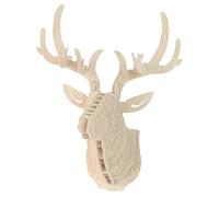 Fenteer 3D Modelo Ciervos Animales Escultura de Cabeza de Fauna de Pared de Madera Adornos Murales - 5