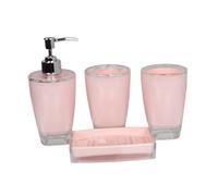 Fenteer 4X Soporte para Cepillo de Dientes, dispensador de jabón, Set de Accesorios de baño, Taza para Enjuague bucal para tocador, Rosa