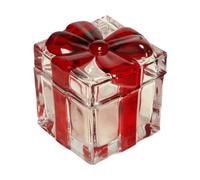 Fenteer Azucarero Cuadrado de Cristal con Tapa con Lazo, Caja de Almacenamiento para Bodas, Dulces, Galletas, condimentos, té y Alimentos, Rojo Pequeño